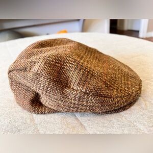 COUNTRY GENTLEMEN Large Brown Wool Tweed Pageboy Hat VINTAGE